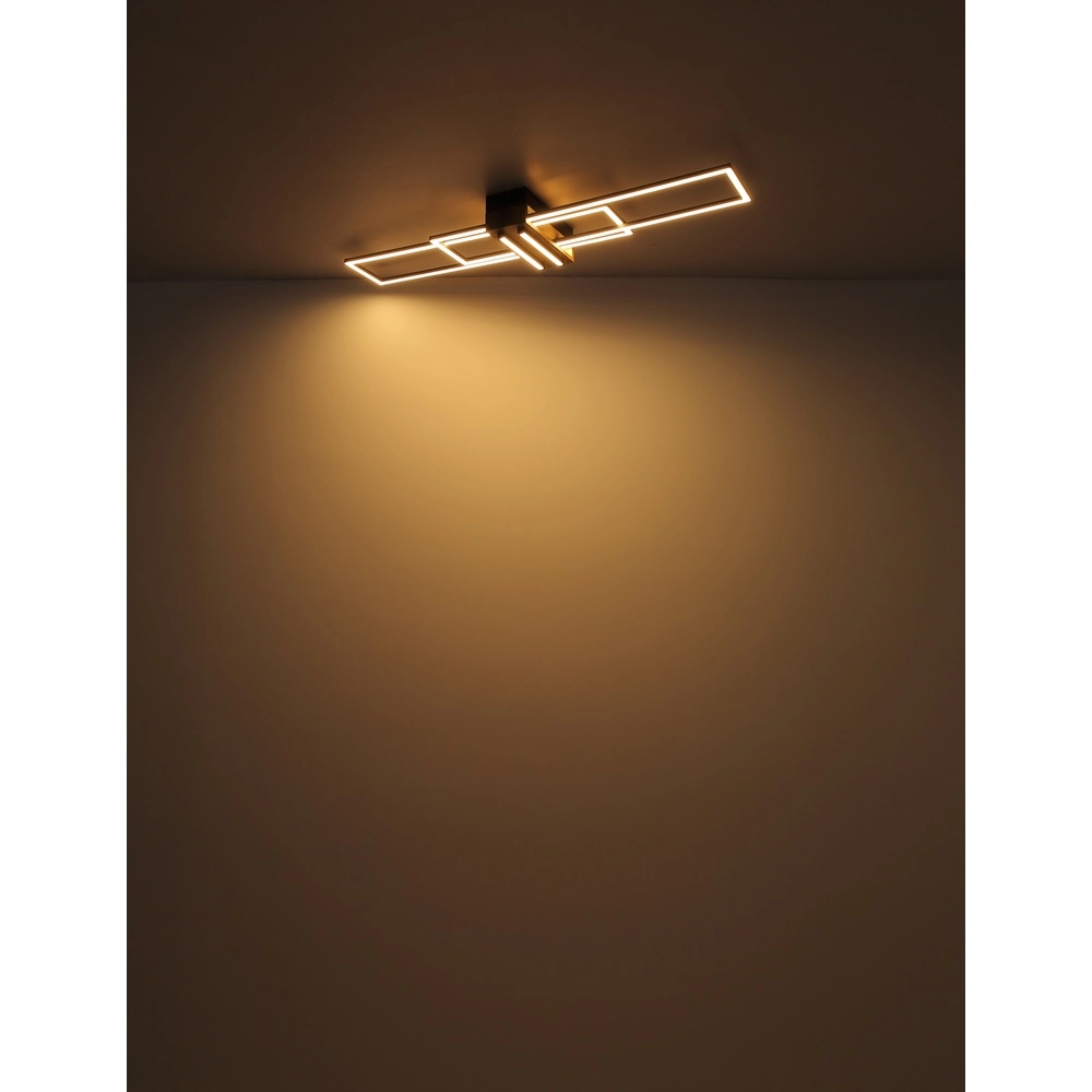 Lampe de plafond moderne Dakari noir avec bois Globo 9007371528479