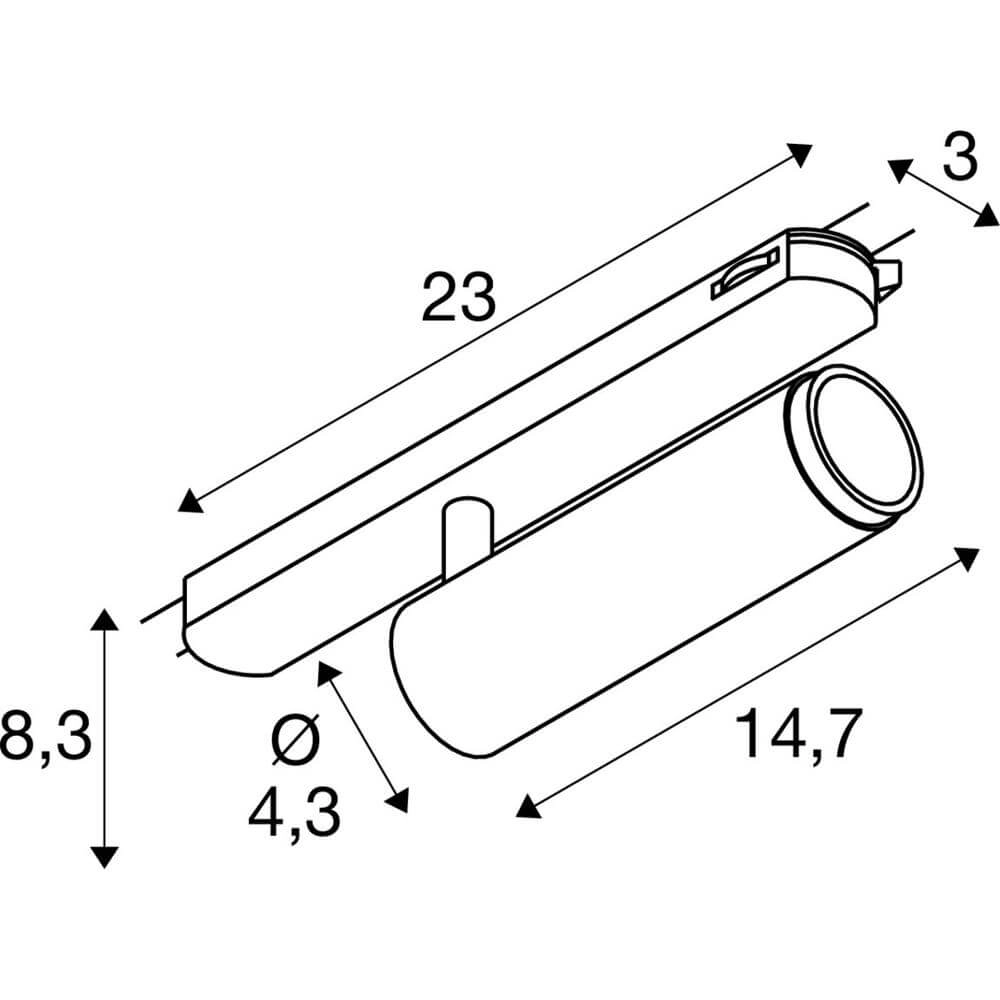 Spot ferroviaire Grip! M noir triphasé 2700K SLV 4024163296083