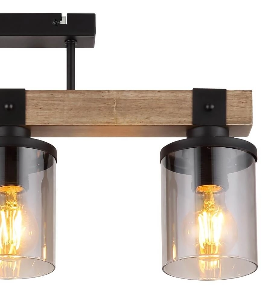 Plafonnier 3 lumières Lila noir avec du bois Globo 9007371443710