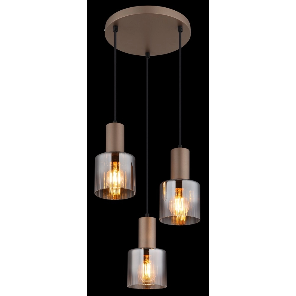 Lampe suspendue Walton 3 café brun clair Globo 9007371583188