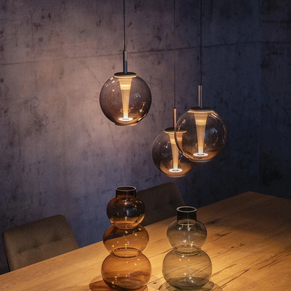 Lampe pendante Vide Pure E-Infinty Bronce avec verre ambré Paul Neuhaus 4012248398166