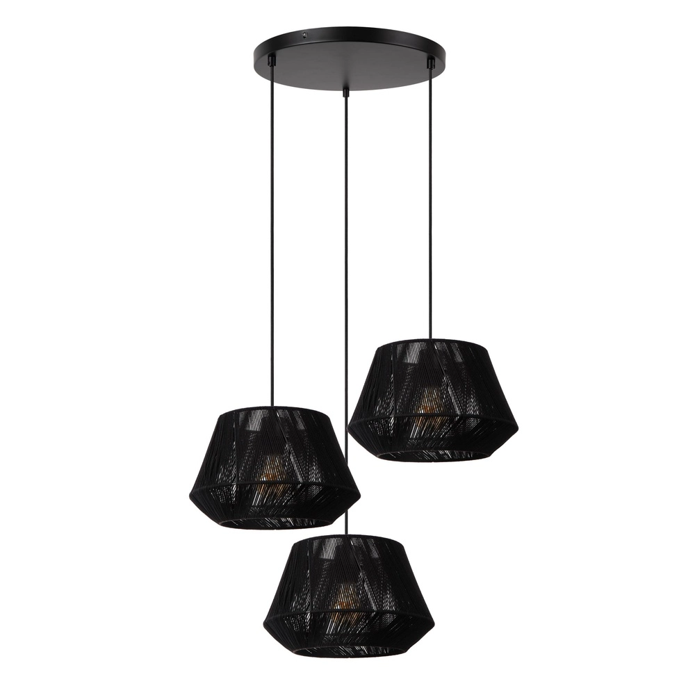 Lampe suspendue Jessica 3 lumières noires