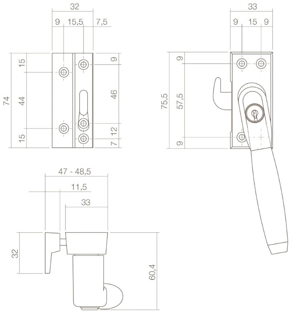 Fermeture de fenêtre Fixon Nickel gauche verrouillable mat Intersteel 8714186130926