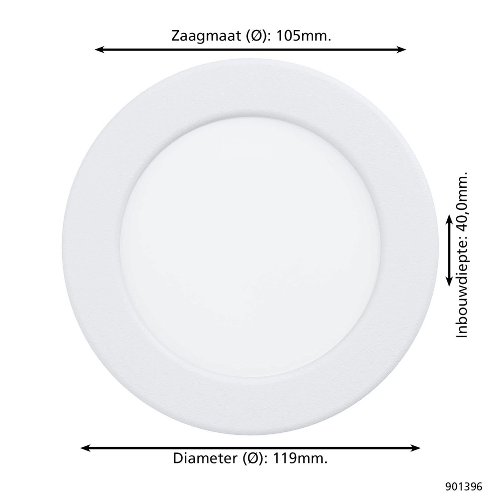 Lampe encastrée Fueva 6 rond - blanc - Ø 11,9cm Eglo 9008606330768