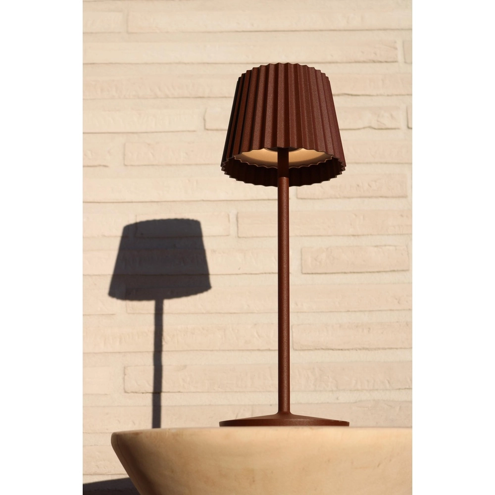 Lampe de table rechargeable Justine Bruit rouille avec station de recharge Lucide 5411212272195