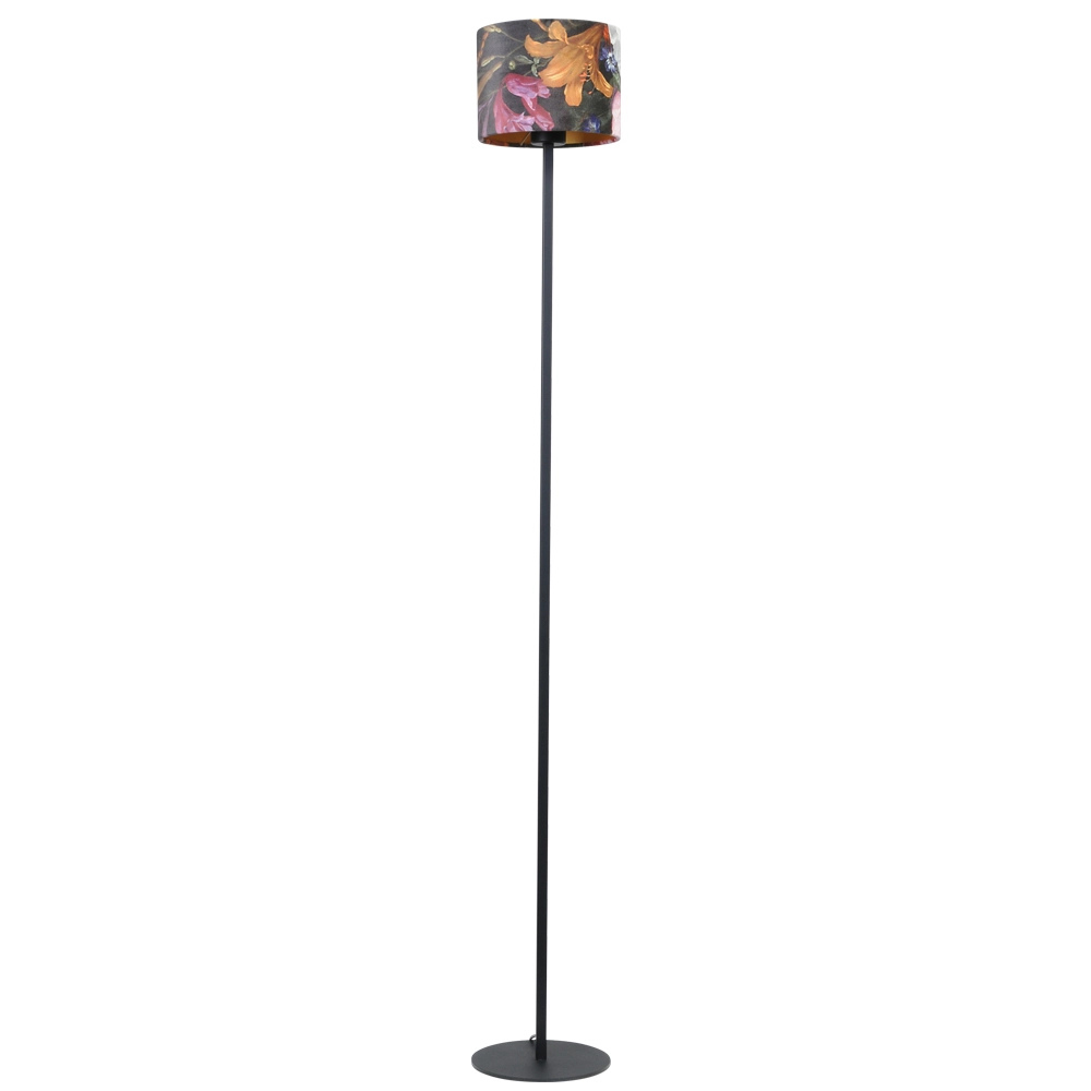 Lampadaire noir Venus 150cm avec abat-jour Fleur Lampadaire noir Venus 150cm avec abat-jour Fleur