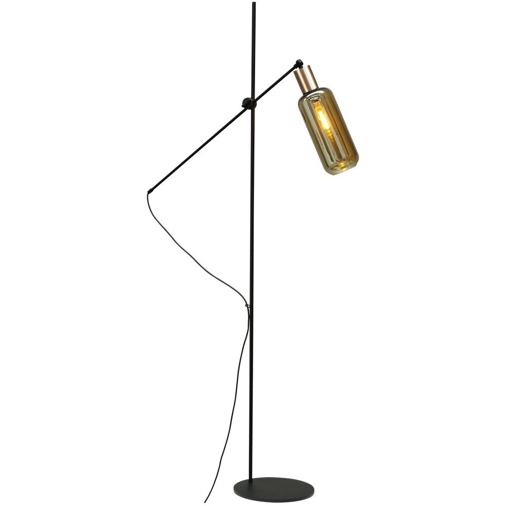 Lampadaire noir Bounty réglable avec verre cylindrique