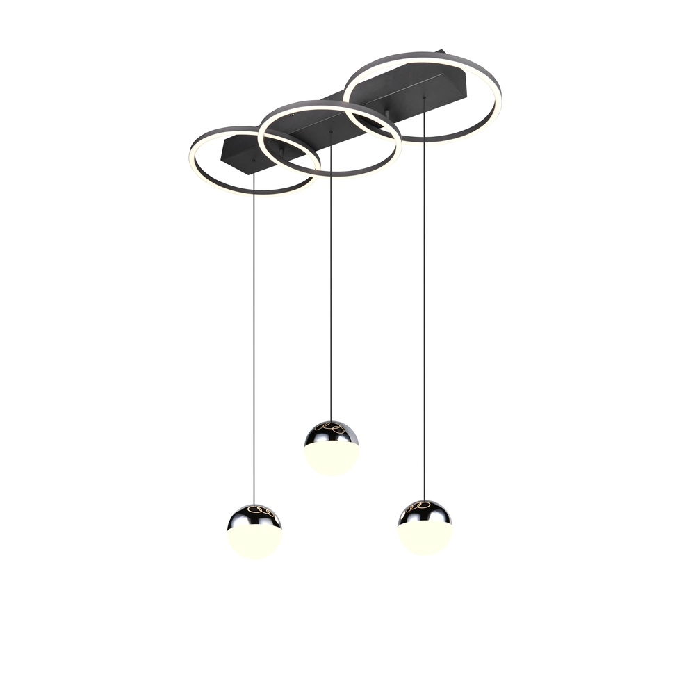 Lampe pendante noire Larino Conception allongée