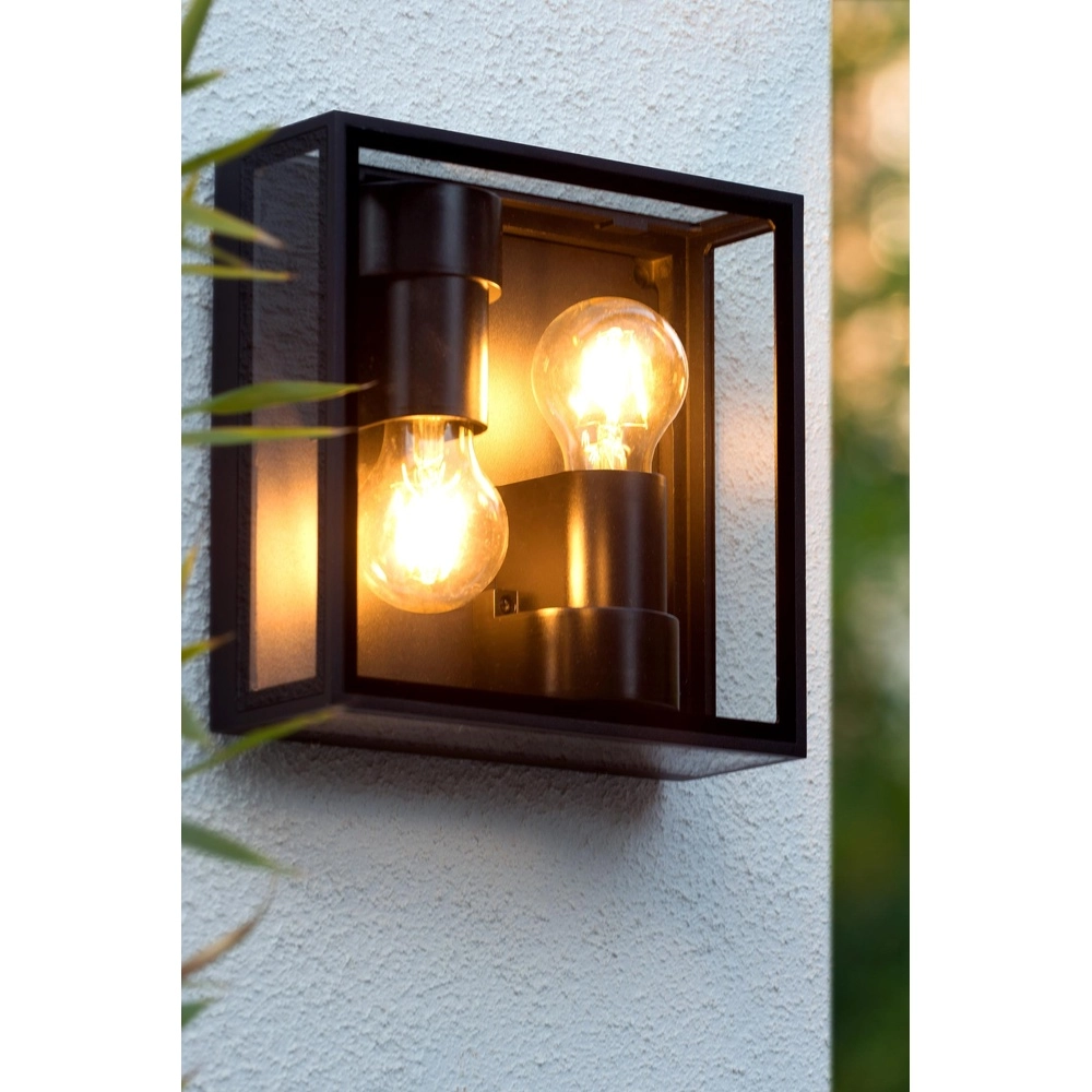 Lampe murale de conception Dukan IP65 double noir Lucide 5411212151889