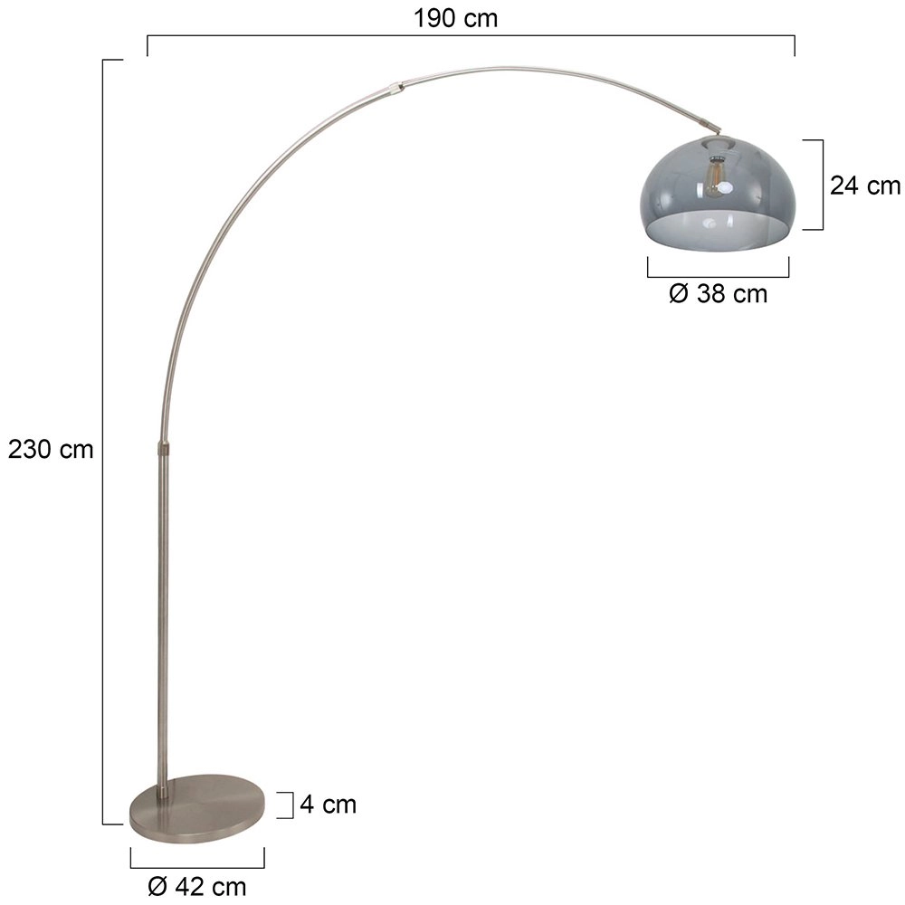 Lampe à arc Gramineus en acier avec verre fumé Steinhauer 8712746116496