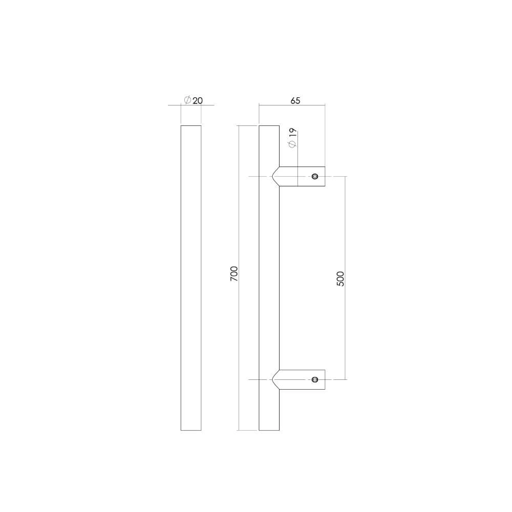 Poignée de porte en forme de T Gripon Acier inoxydable 70x6,5cm Intersteel 8714186334096