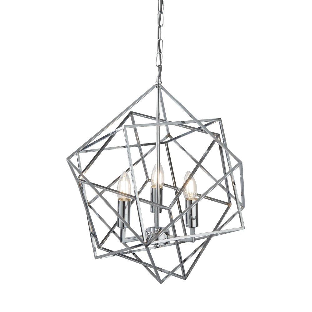 Lampe suspendue en chrome Cube Ø 48cm Lampe suspendue en chrome Cube Ø 48cm