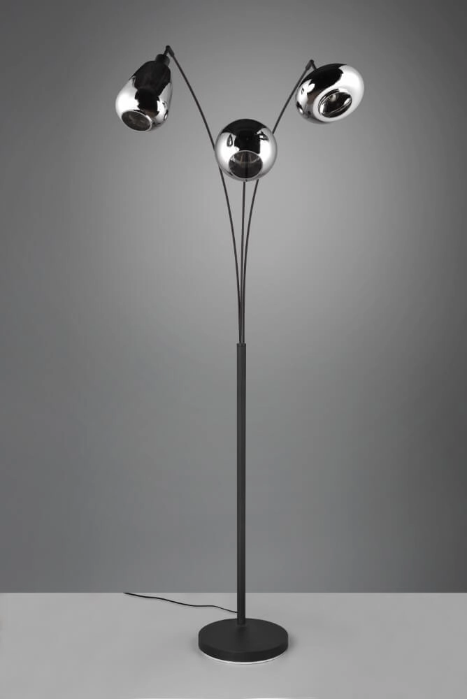 Lampadaire sur pied Lumina luminaire noir avec verre chromé Trio 4017807581201