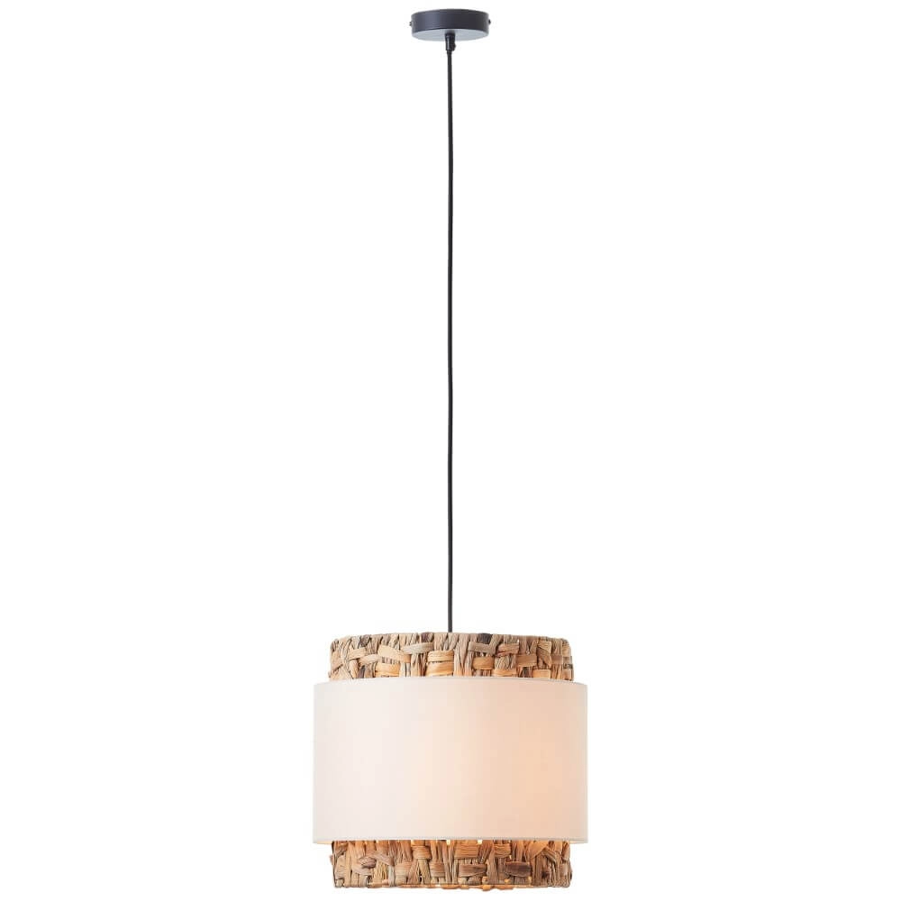 Lampe suspendue Waterlilly rotin avec tissu blanc Brilliant 4004353411922