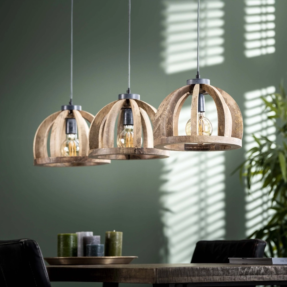 Lampe pendante en bois pour table à manger Orba 3x Ø 30cm Lyora 8716803513204