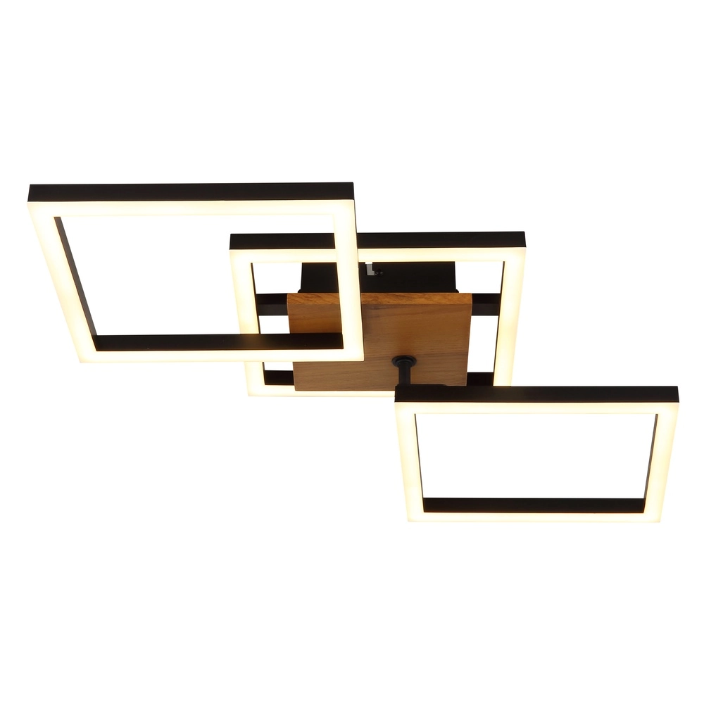 Lampe de plafond Kerry noir avec un aspect bois Globo 9007371443222