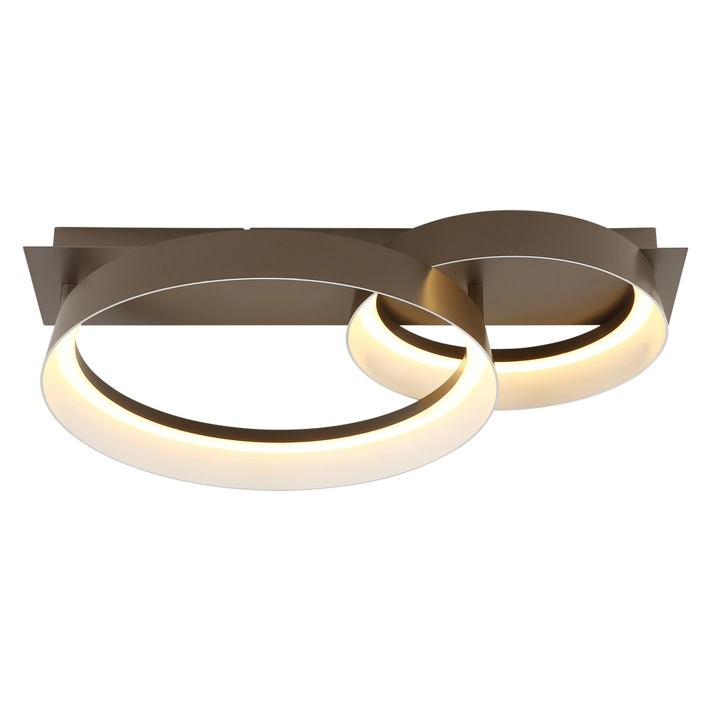 Lampe de plafond élégante Syrakus Café brun 2 anneaux Globo 9007371573080