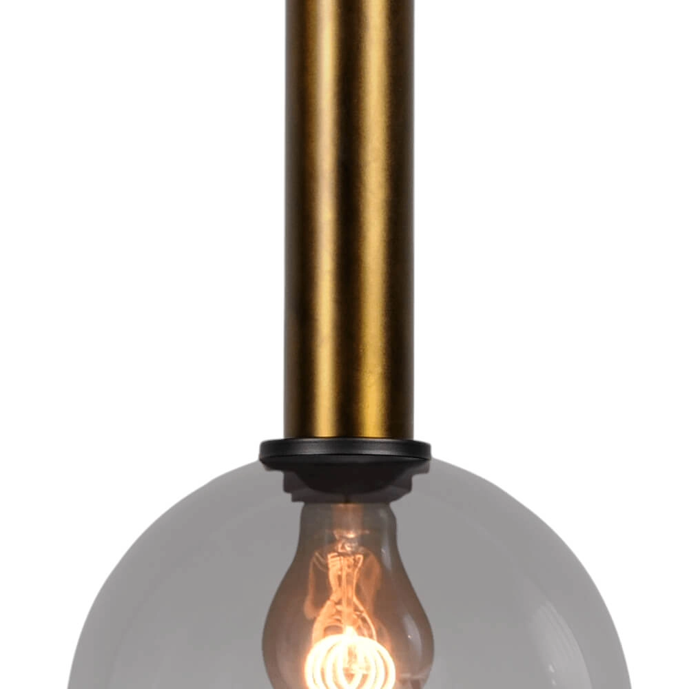 Lampe suspendue Ø 20cm Bella 2 Laiton antique avec verre fumé Masterlight 8718121334080