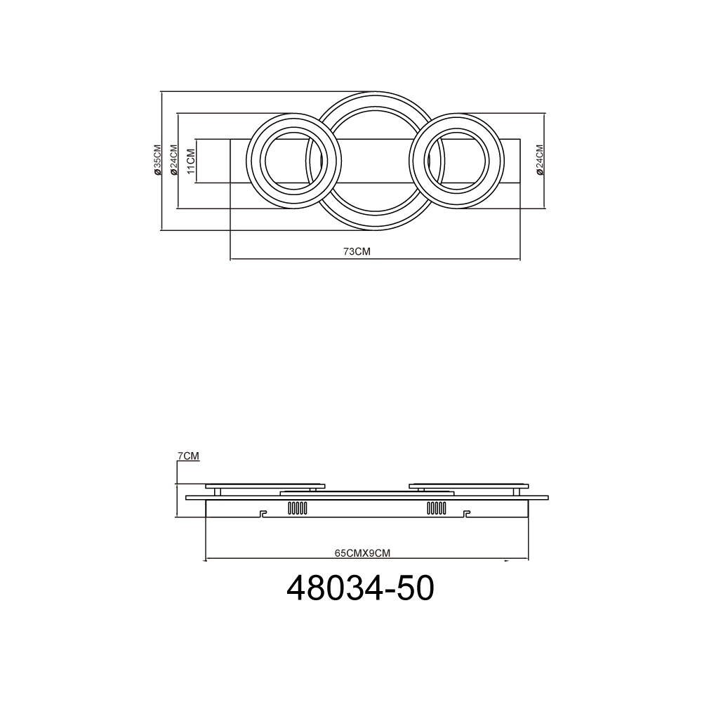 Lampe de plafond à design Jayden Anneaux 3 d’anthracite Globo 9007371456055