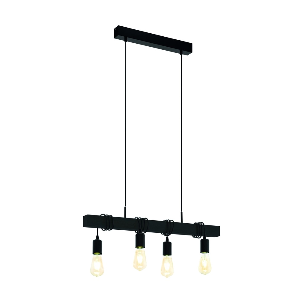 Lampe suspendue à 4 lumières Townshend noir - E27 Eglo 9002759440619