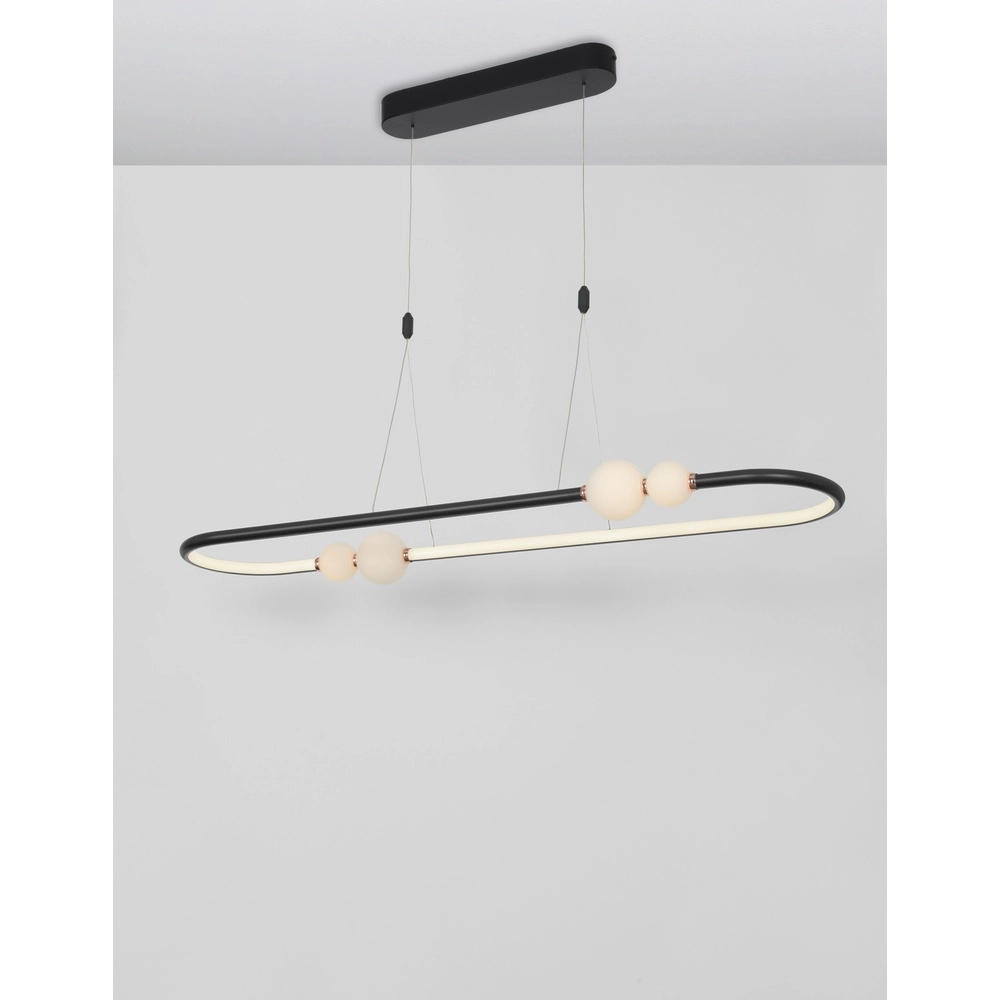 Suspension Celia Ovale noir et blanc