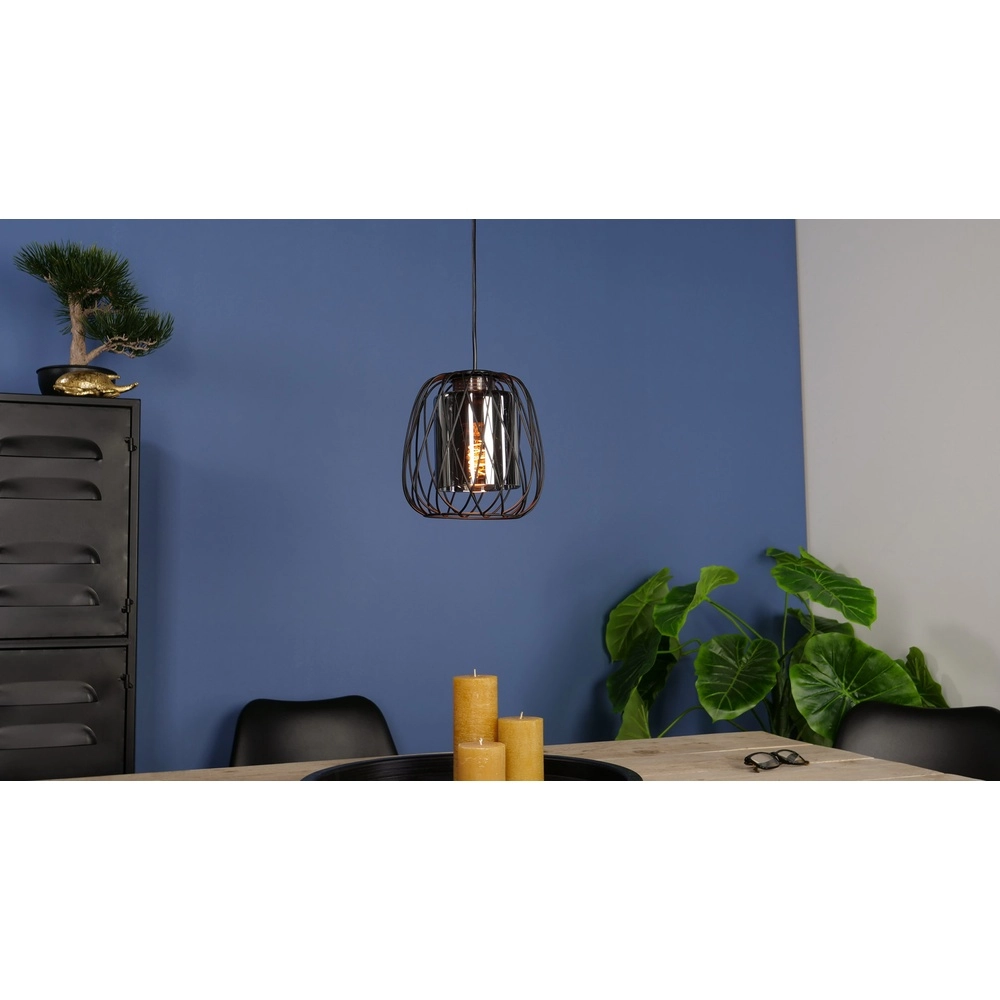 Lampe suspendue filaire Floresta Ø 20 cm - avec verre fumé Eglo 9002759997052
