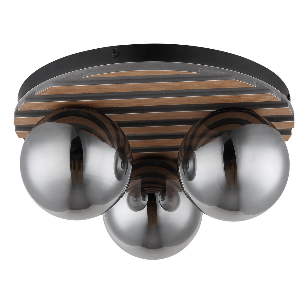 Lampe de plafond Parsons 3-noir clair avec bois Globo 9007371580002