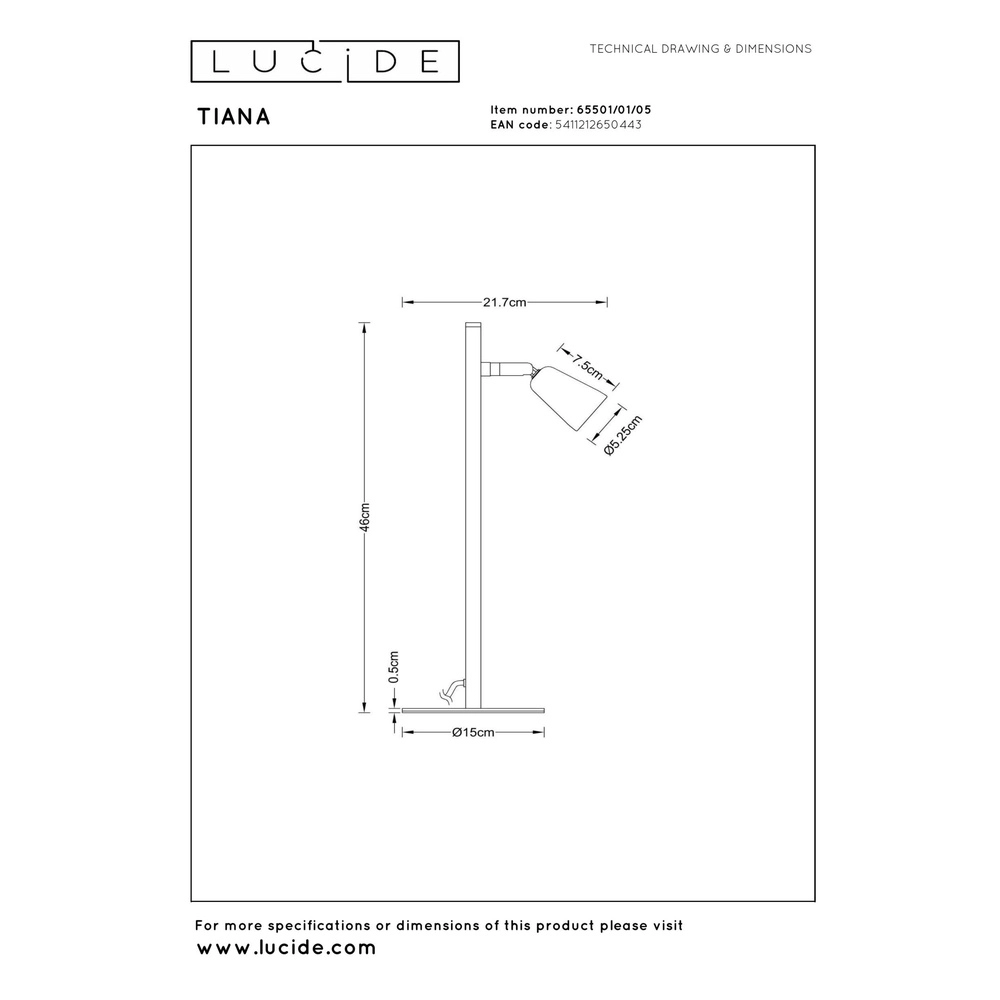Lampe de table de conception Tiana Champagne Lucide 5411212650443