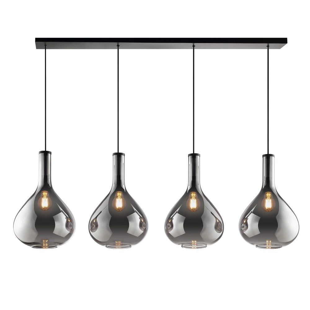 Lampe pendante de conception Sander Noir à 4 lumières