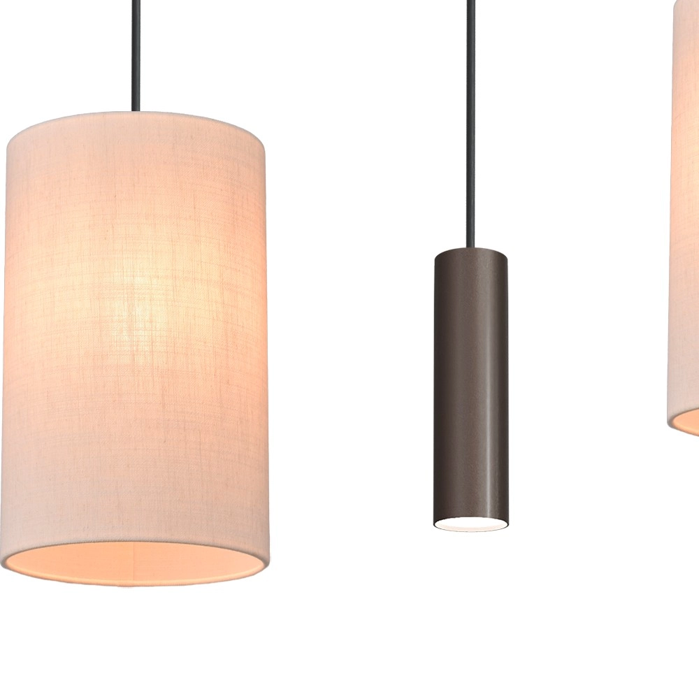 Lampe suspendue à 6 lampes Lisbourg Cacao avec un chapeau blanc foncé Masterlight