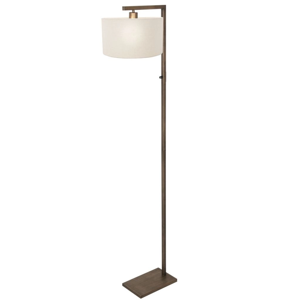 Lampe sur pied en bronze Stang avec capuche blanche