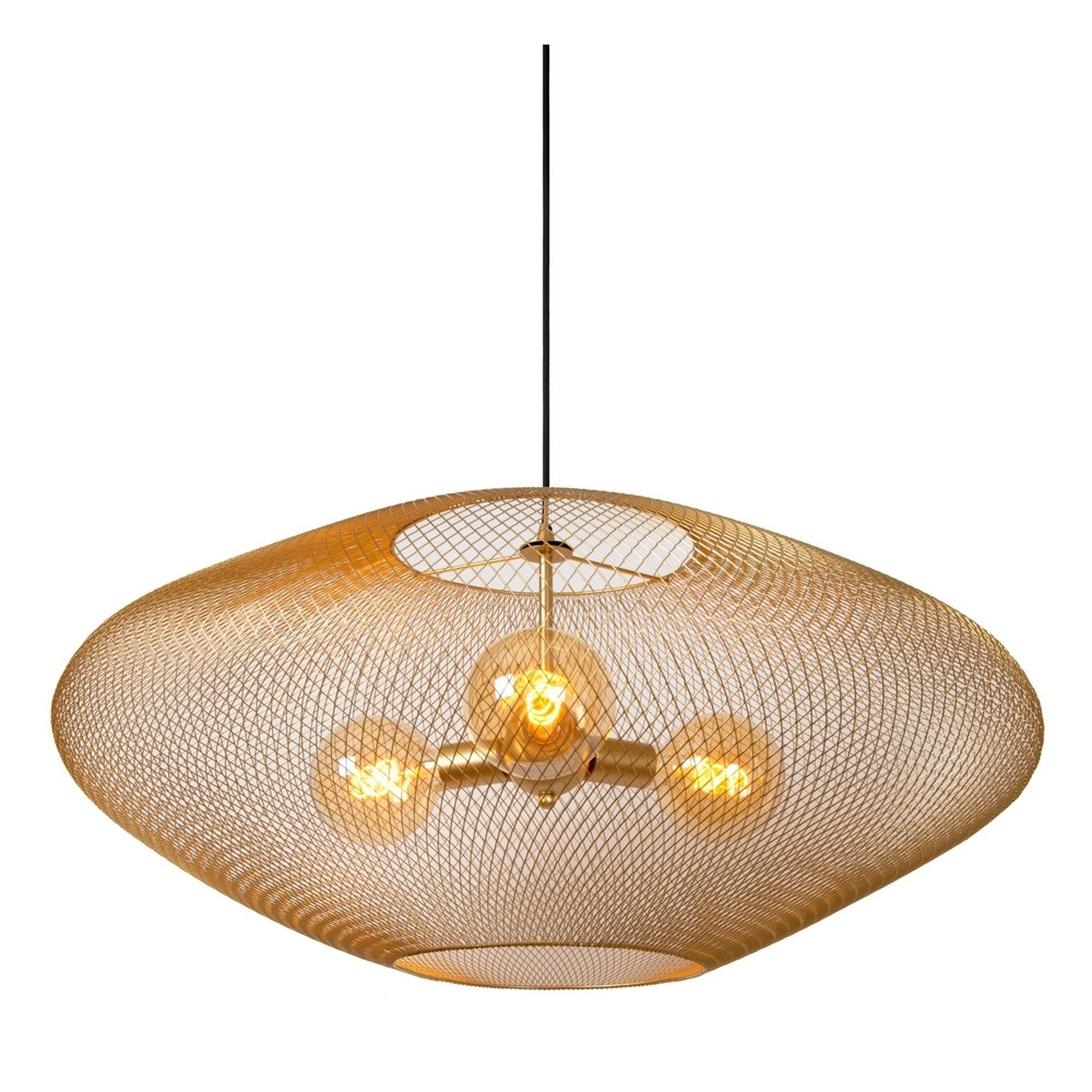 Lampe pendante en maille Mesh Ø 85 cm d’or pour le grenier Lucide 5411212211965