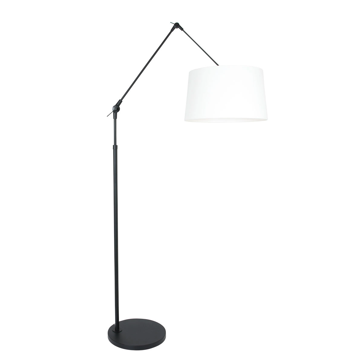 Lampe de table réglable Prestige Chic 35cm noir avec lin blanc Lampe de table réglable Prestige Chic 35cm noir avec lin blanc