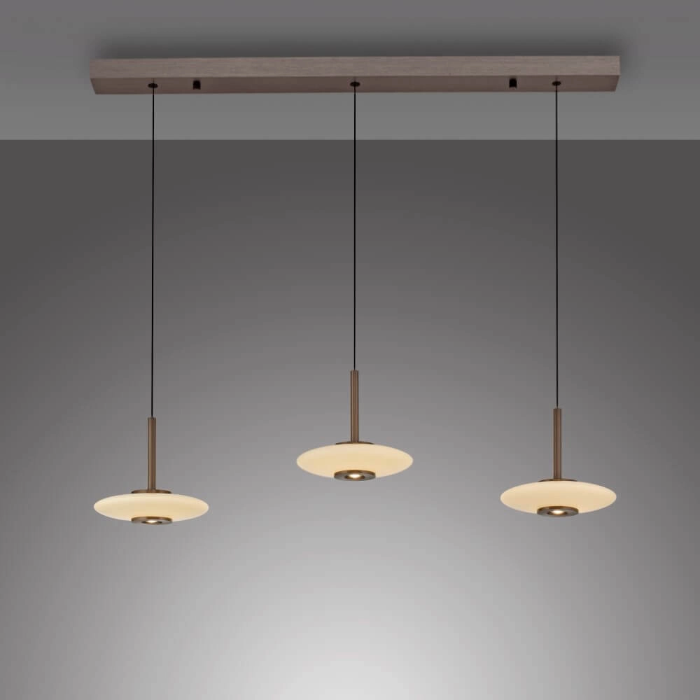 Lampe suspendue 3 lumières Pure Vitrum marron de créateur Paul Neuhaus 4012248382639