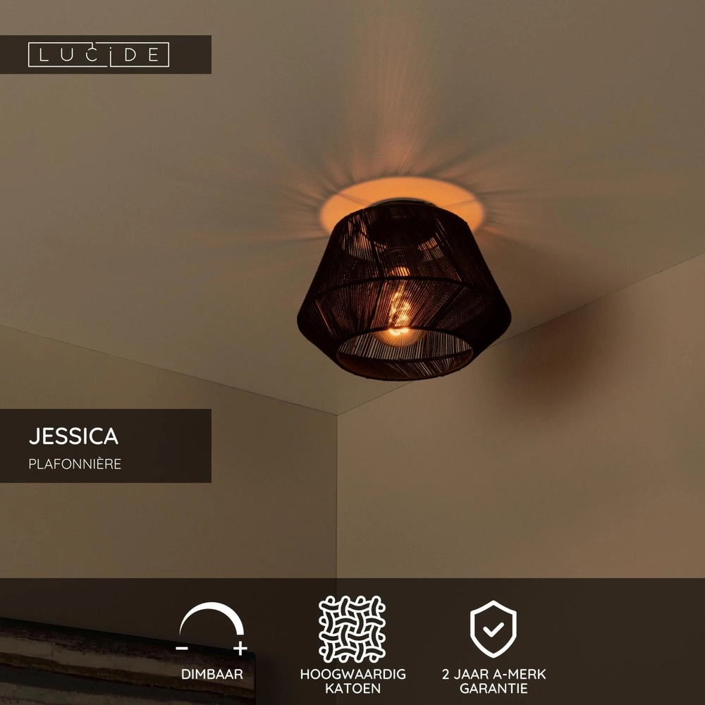Lampe de plafond Jessica Ø 30cm noir Lucide 5411212106131
