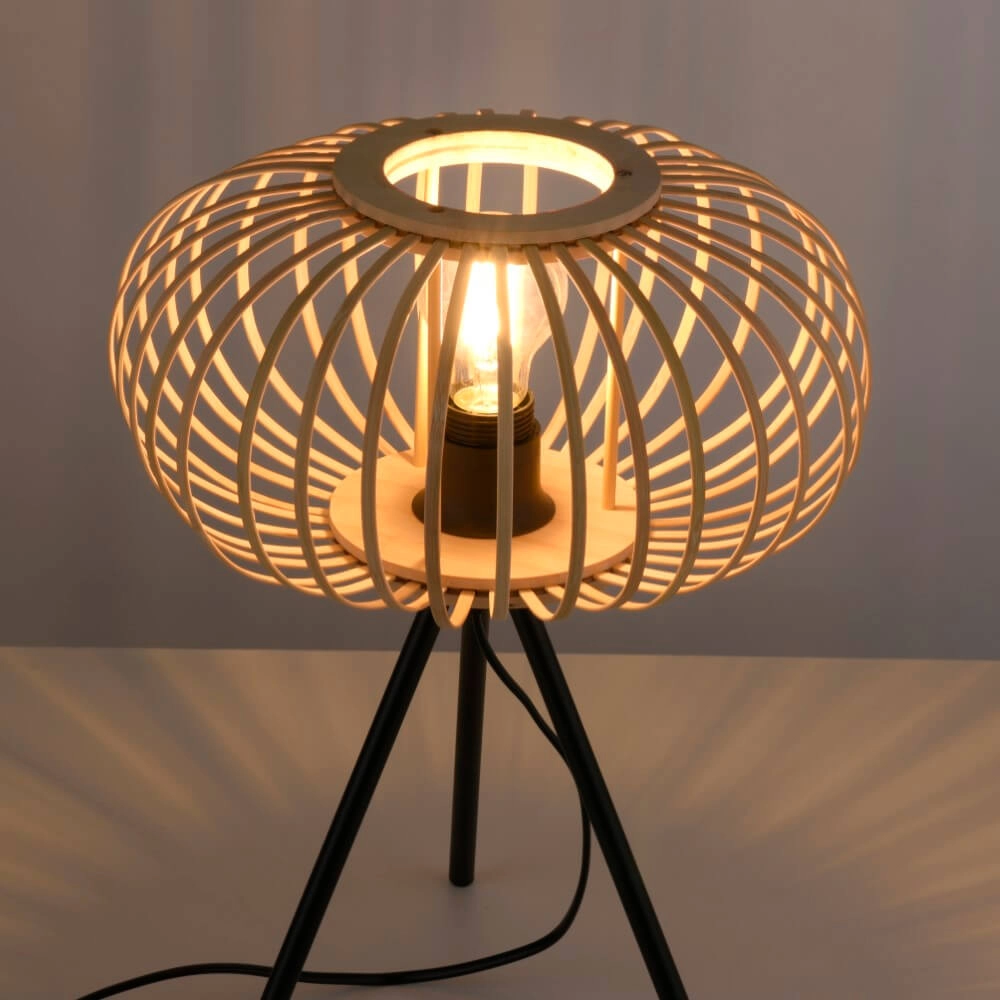 Lampe de table trépied Racoon bois Just Light 4043689987596