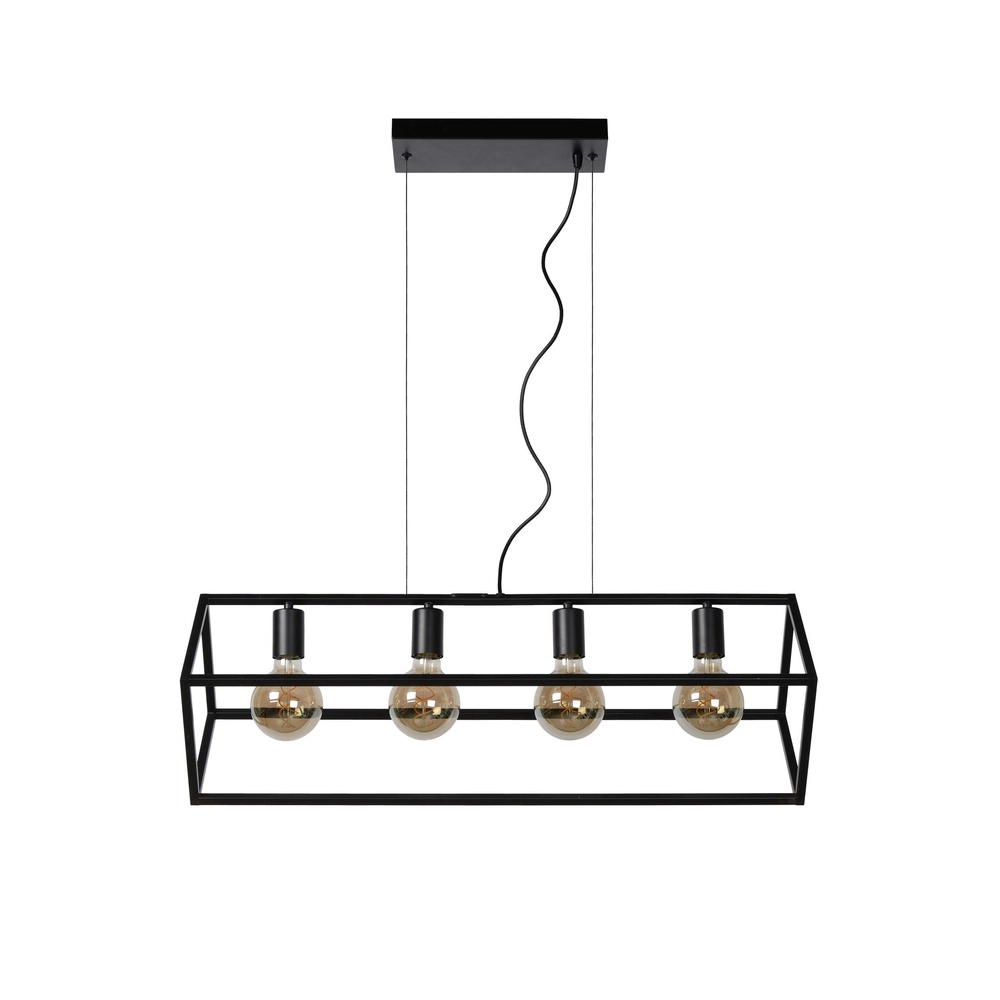 Lampe pendante moderne Fabian Noir à 4 lumières