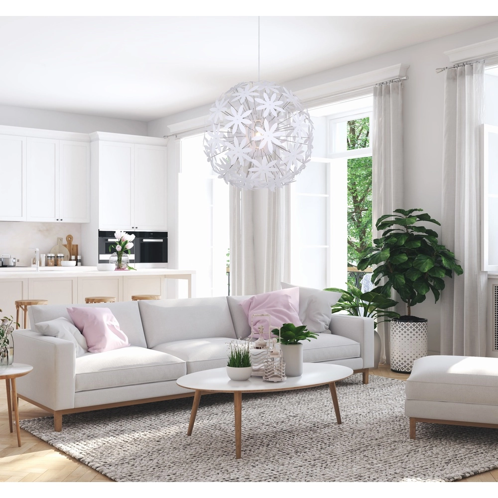 Lampe pendante blanche Stella fleurs Ø 60cm Globo 9007371369928