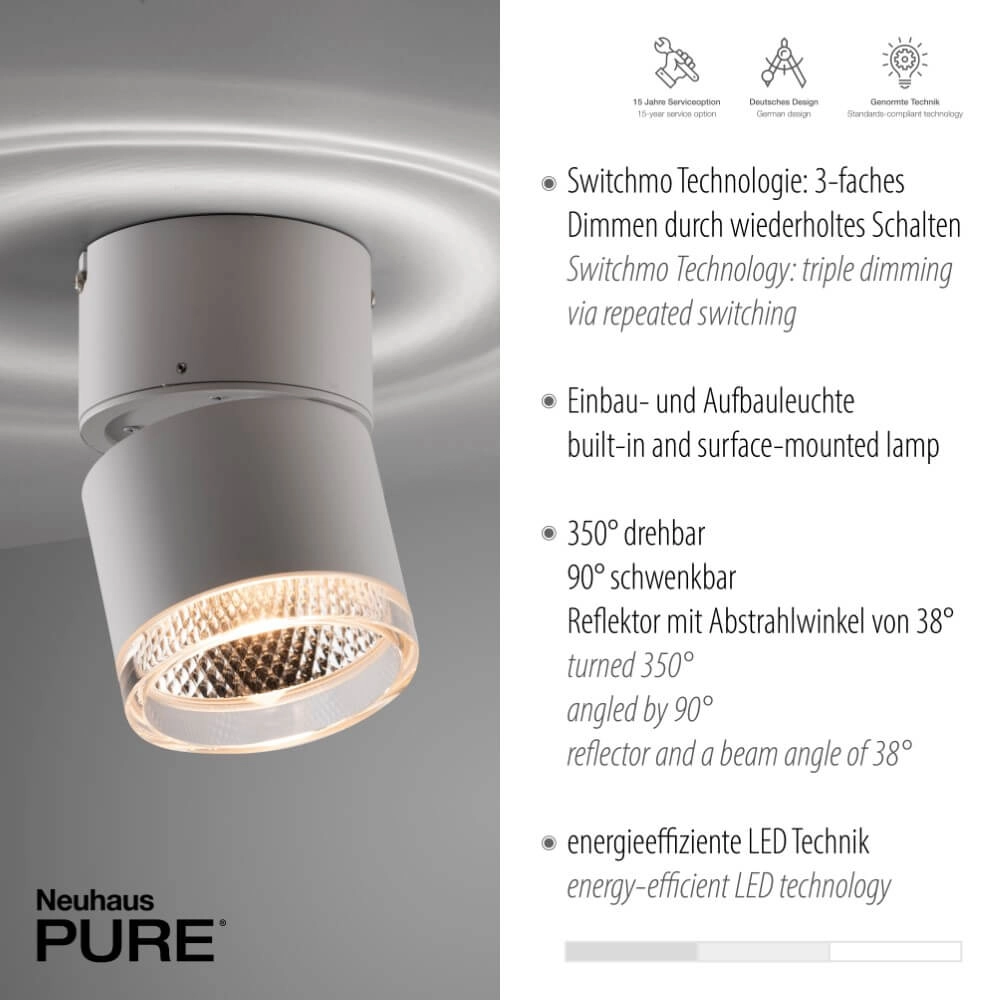 Spot en saillie blanc Pure Nola célibataire Paul Neuhaus 4012248374535