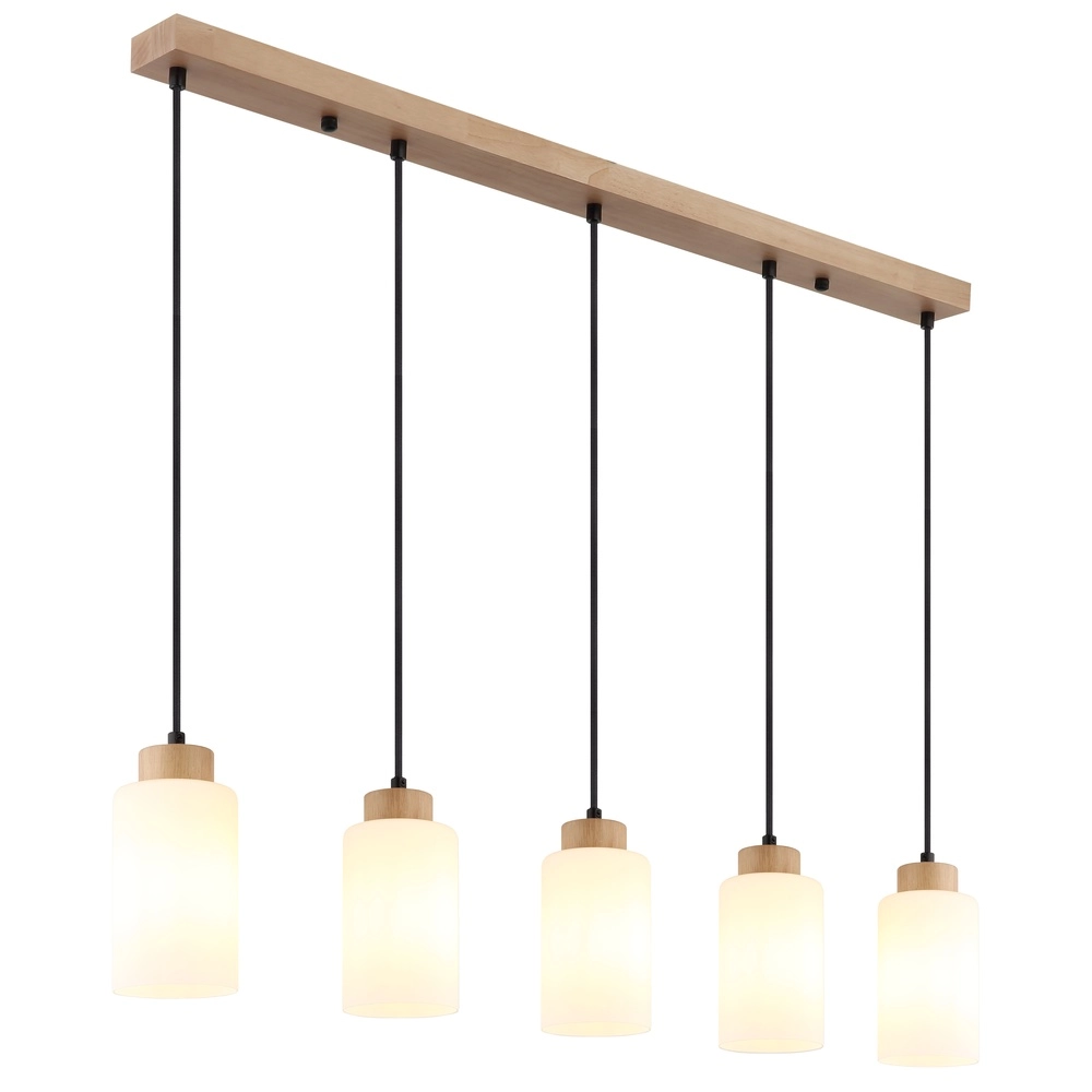Lampe suspendue Rowena Bois à 5 lumières