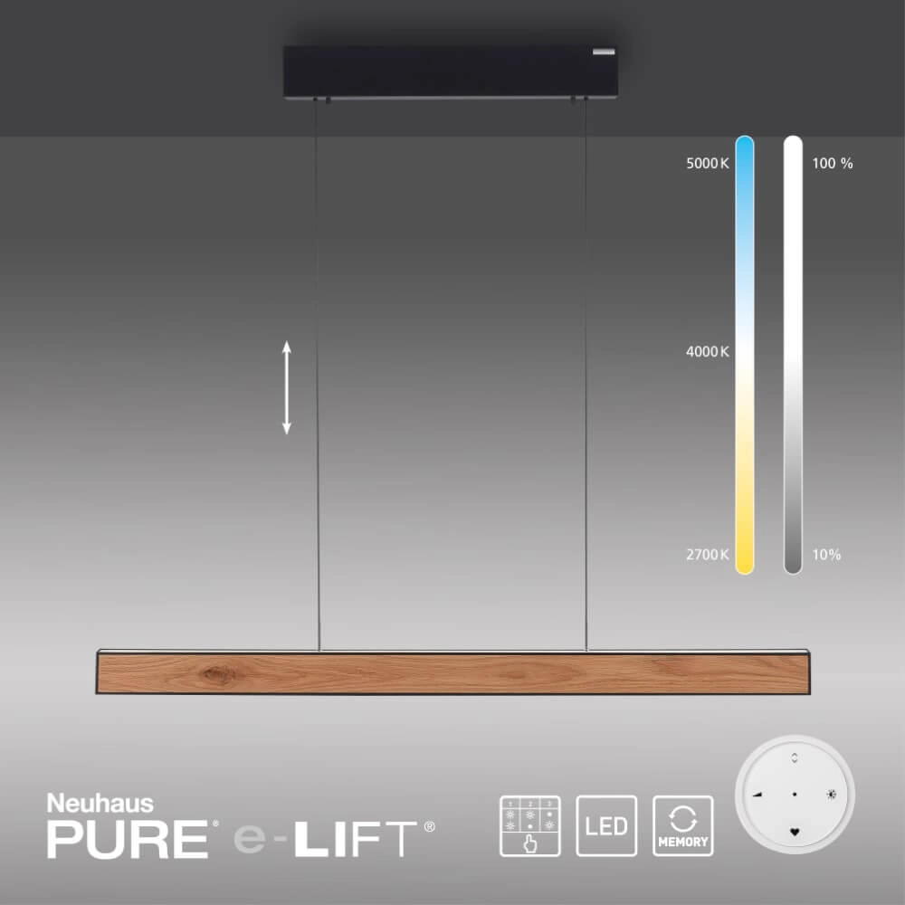 Lampe suspendue design Pure E-Motion bois Paul Neuhaus 4012248372937