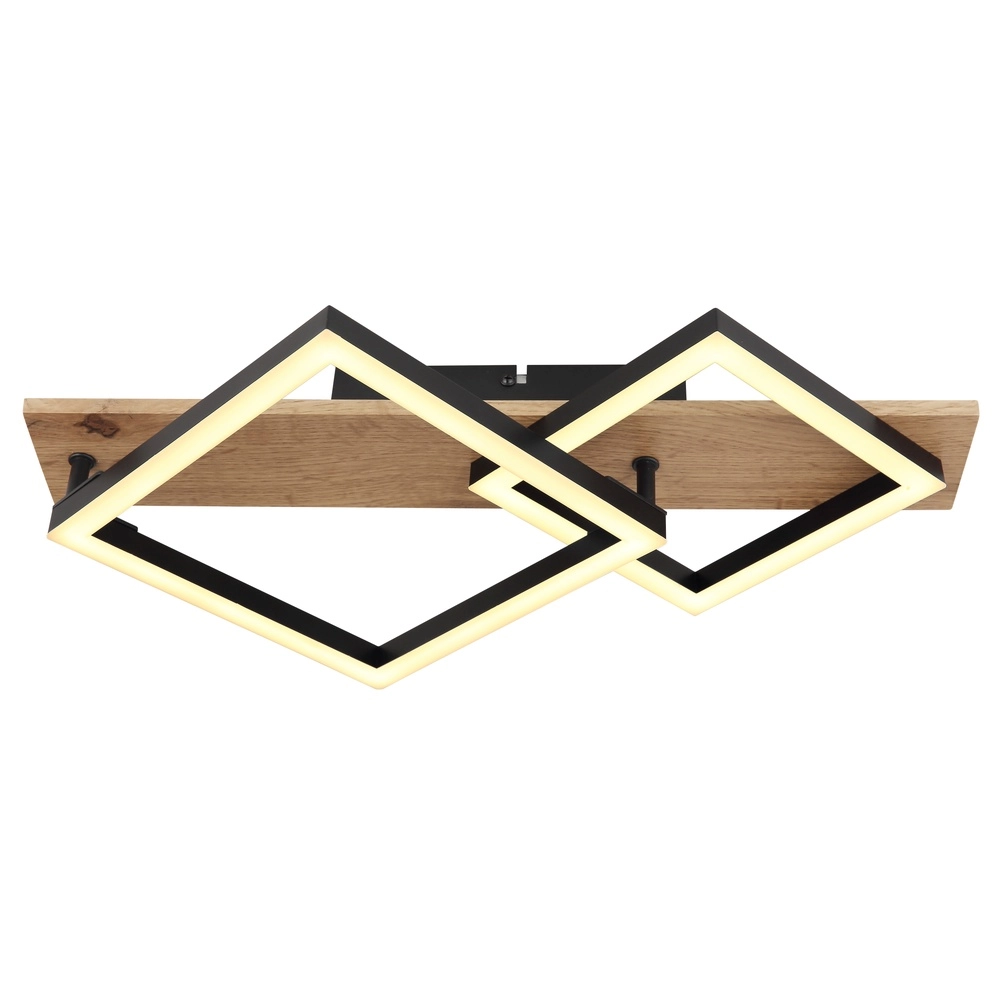 Lampe de plafond Beatrix 47,5 cm carrés noirs avec du bois Globo 9007371457380