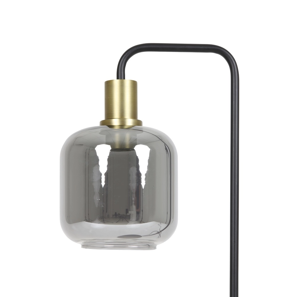 Lampe de pied Lekar avec du verre fumé et de l’or Light & Living 8717807601430