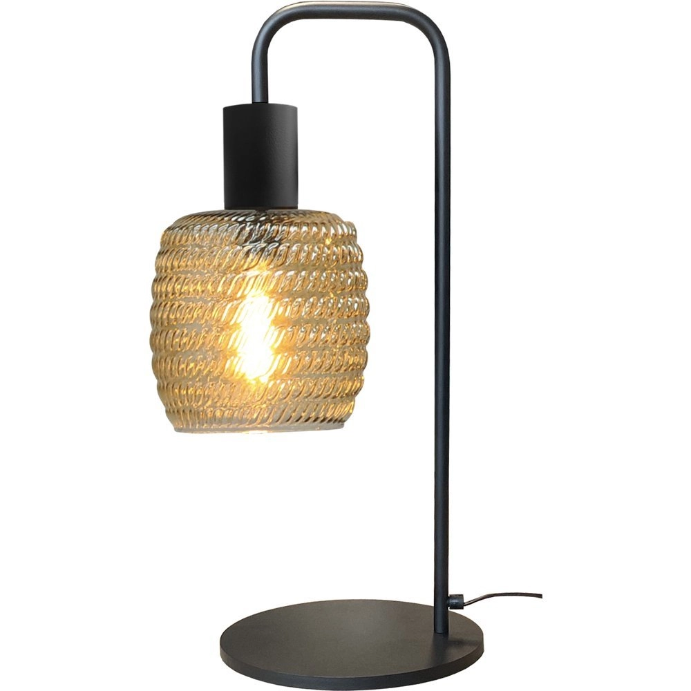 Lampe de table noire Bounty avec verre strié Lampe de table noire Bounty avec verre strié