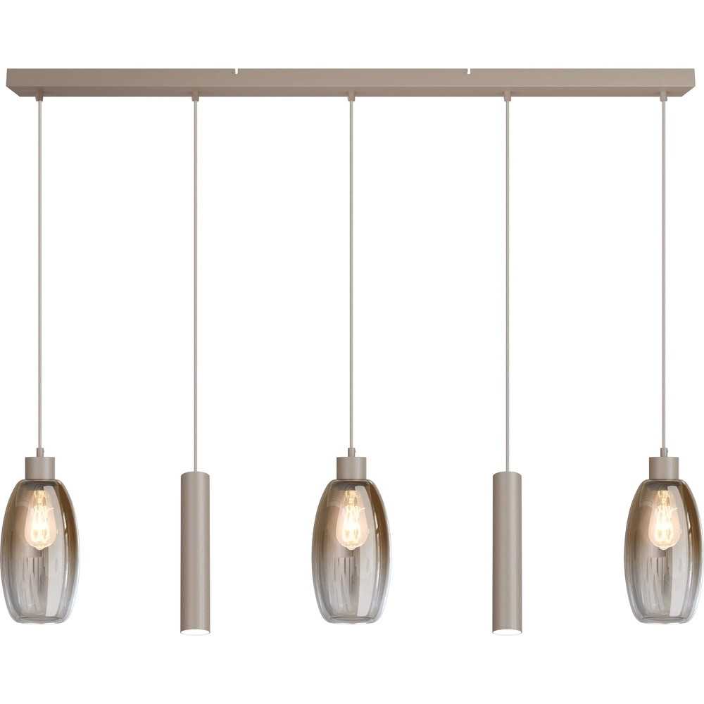 Lampe suspendue en verre Olive 3x Ø 12,5cm - 2x pendentif de course - sable