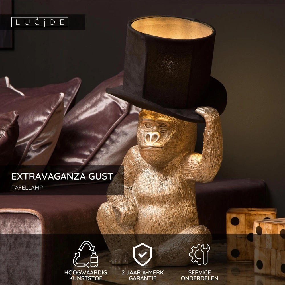 Lampe de table Extravaganza Gust Singe à capuche noire Lucide 5411212105349