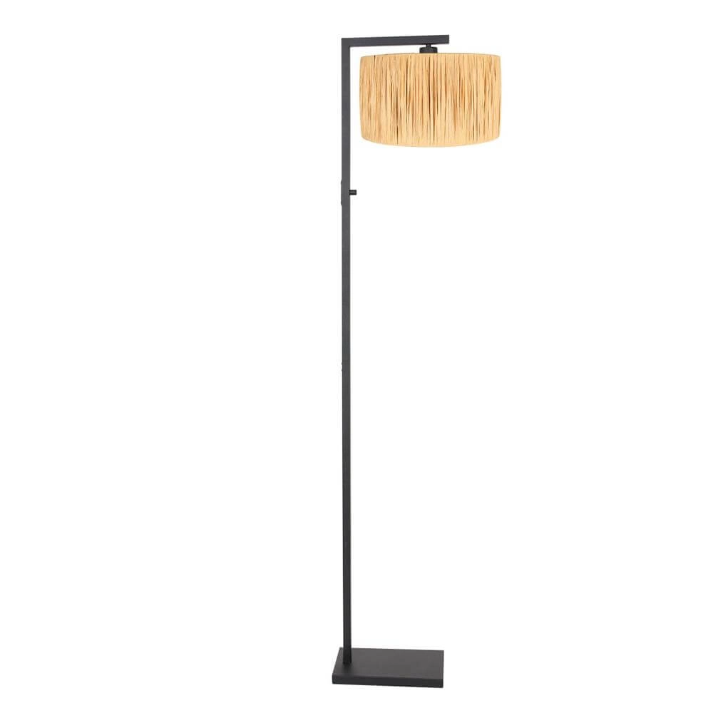 Lampadaire Stang noir avec abat-jour paille