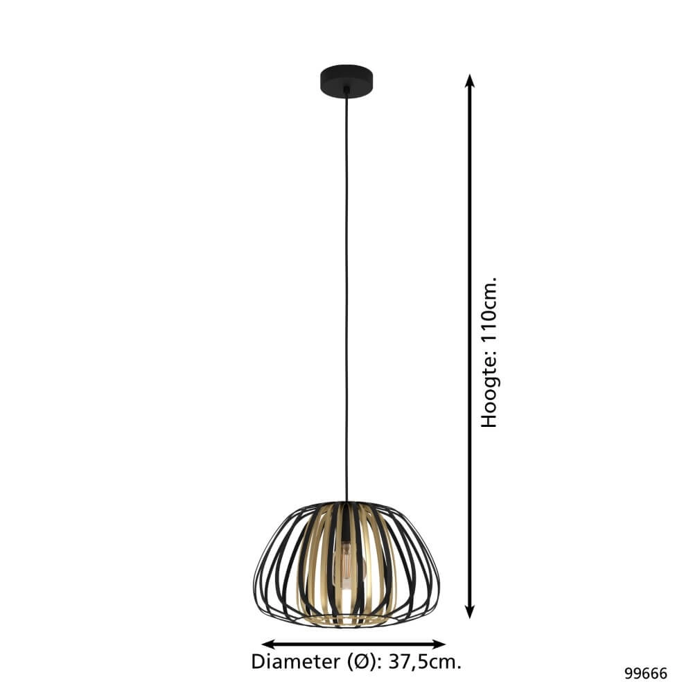 Lampe suspendue Ø 37,5cm Encinitos noir avec de l'or Eglo 9002759996666