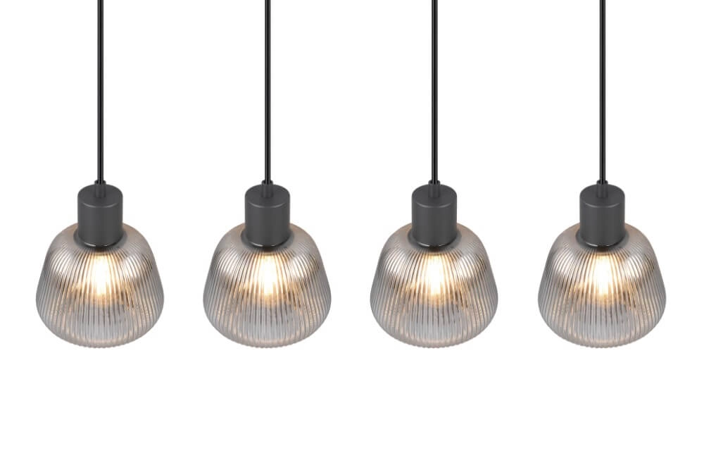 Lampe suspendue pour table à manger Tarifa avec verre strié Trio 4017807615814