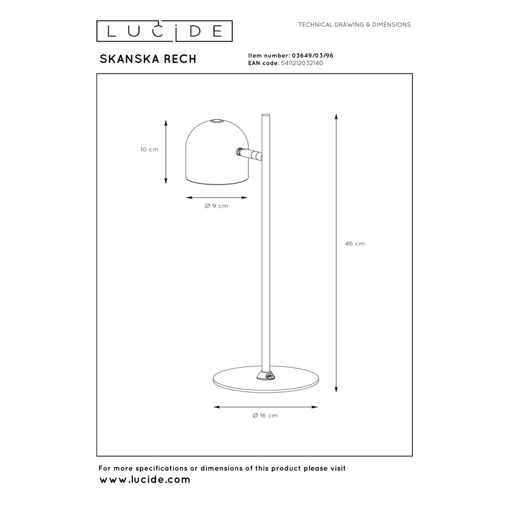 Lampe de table rechargeable Skanska Rech Café brun Lucide 5411212032140